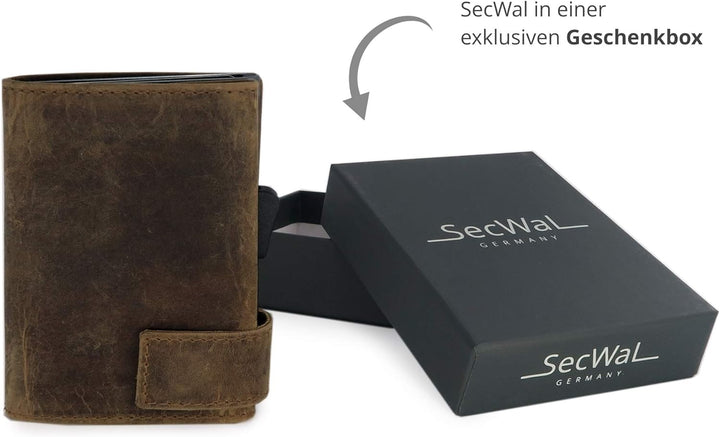 SecWal Kartenetui mit Münzfach Reissverschluss (Braun Hunter), Braun Hunter