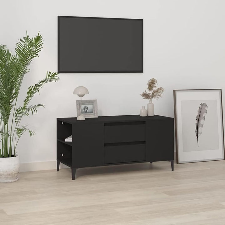 Tidyard TV Schrank Lowboard mit 4 offene Fächer und 2 Schubladen TV Möbel Fernsehschrank Fernsehtisc