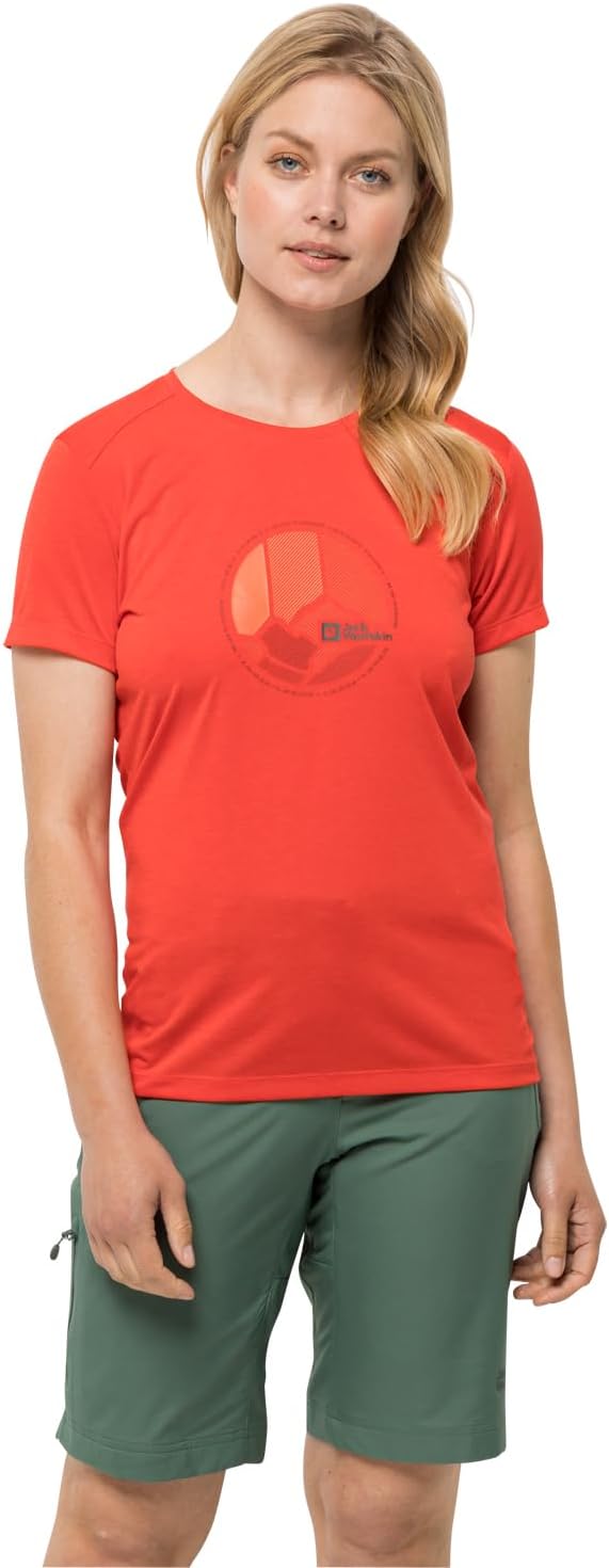 Jack Wolfskin Damen Crosstrail Graphic T W T-Shirt Shortsleeve S Tango Orange, S Tango Orange