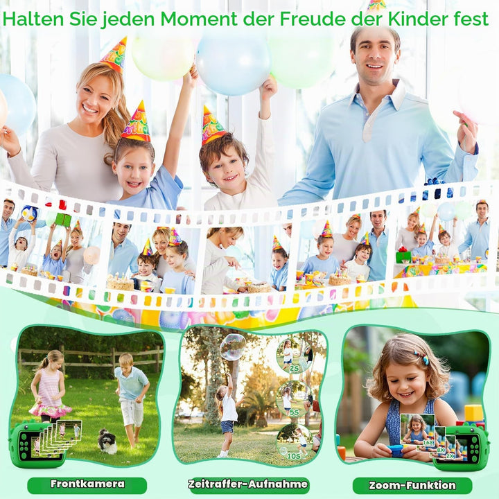 Kinderkamera Sofortbildkamera, 2,4 Zoll Digitalkamera Kinder, Dinosaurier VideoKamera 1080P HD, Sofo
