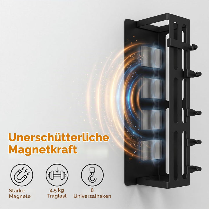 2 Stück Gewürzregale, Kühlschrank Regal Magnetisch mit 8 Haken Magnetregal Magnetic Spice Rack Kühls