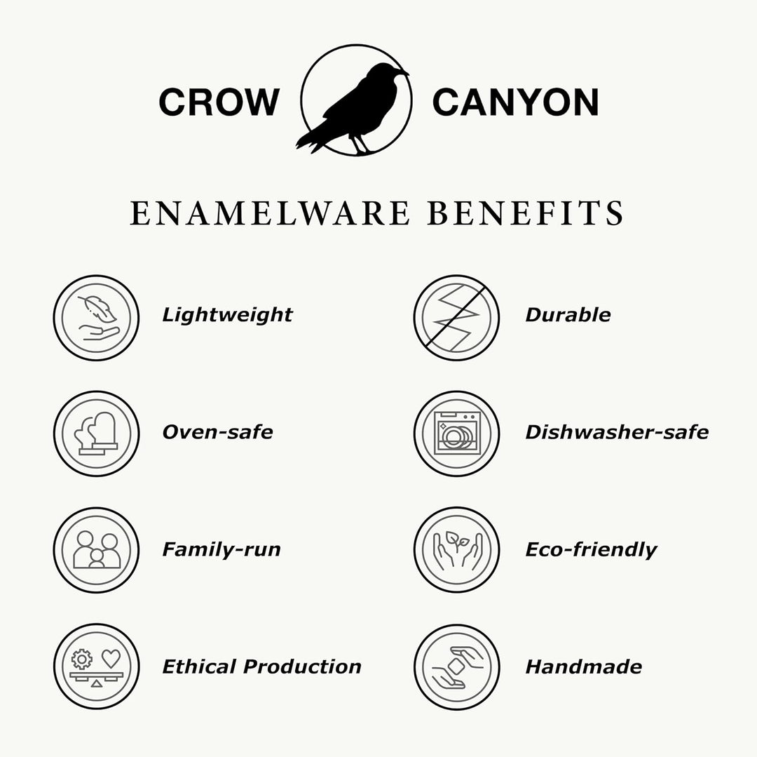 Crow Canyon Home Satz mit 4 Emaille-Schalen, 590ml, Langlebiges Emaillegeschirr - Perfekt für den tä