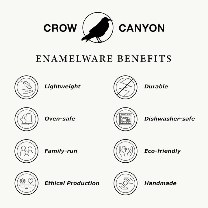 Crow Canyon Home Satz mit 4 Emaille-Schalen, 590ml, Langlebiges Emaillegeschirr - Perfekt für den tä