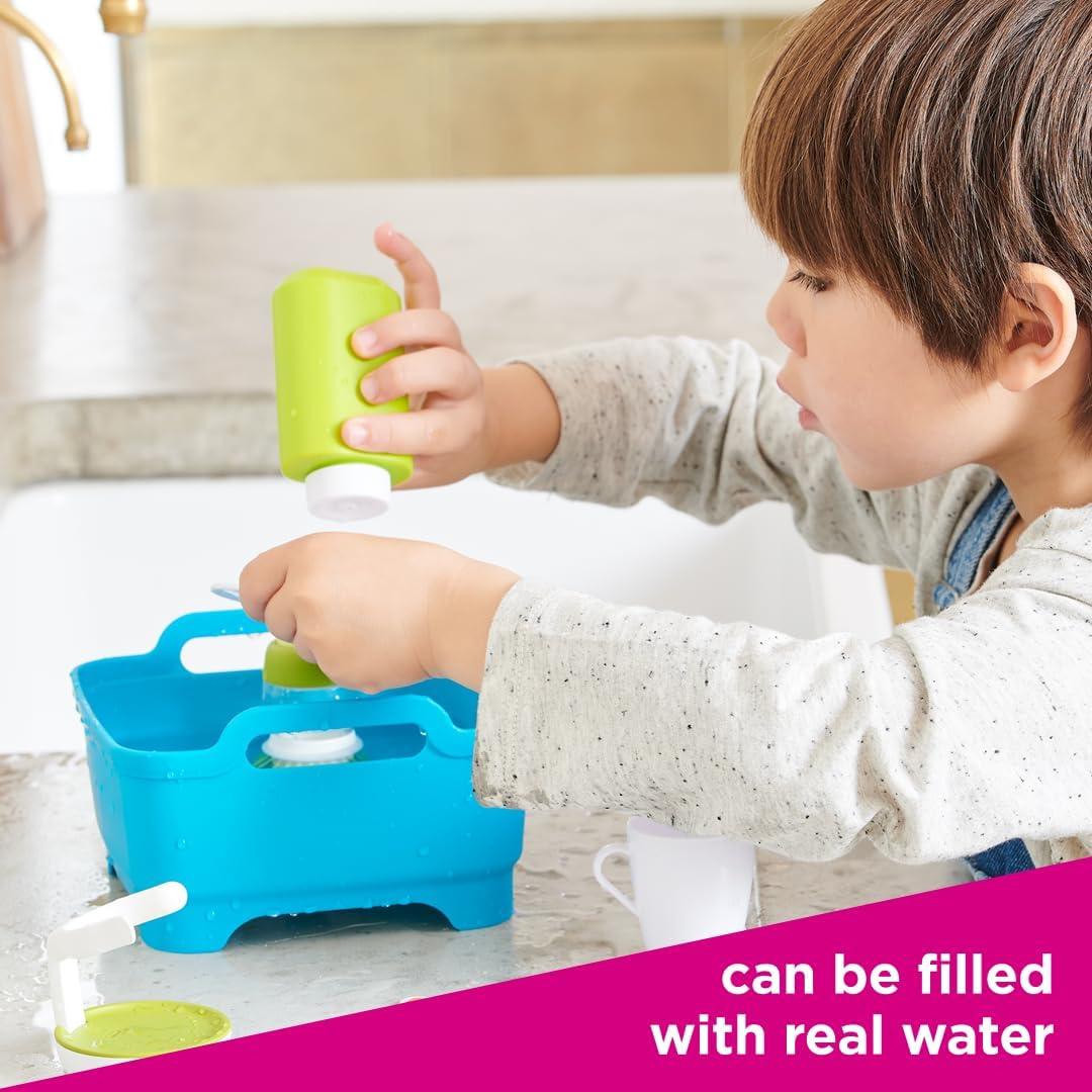 Joseph Joseph Wash & Scrub | Abwasch-Set für Kinder ab 3 Jahren | Enthält farbwechselndes Besteck un