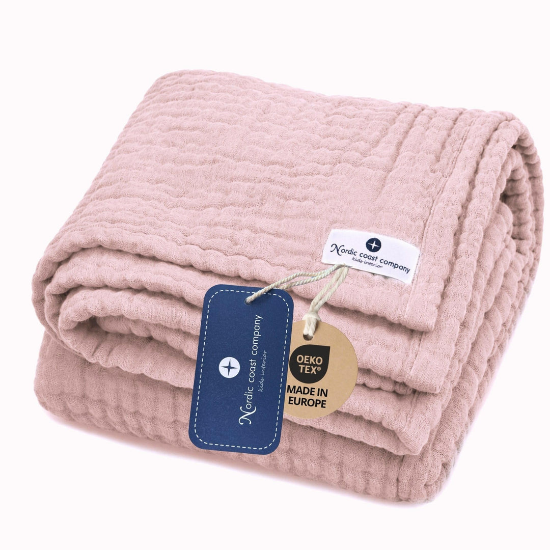 nordic coast company® Musselin Decke Baby Puckdecke Fransen Babydecke Musselin Mulltuch Pucktuch Spu