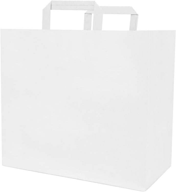 verpacking 250 Papiertragetaschen mit Flachhenkel 27 x 32 x 17 cm Weiss - Papiertüten Bio Papiertasc