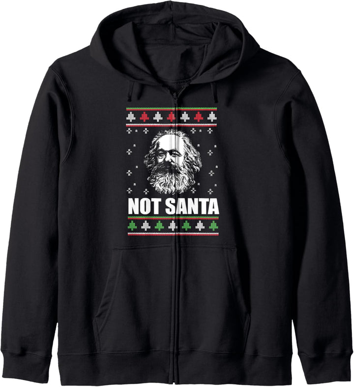 NICHT SANTA Karl Marx Hässlicher Weihnachtspullover Kommunistisches Meme Kapuzenjacke