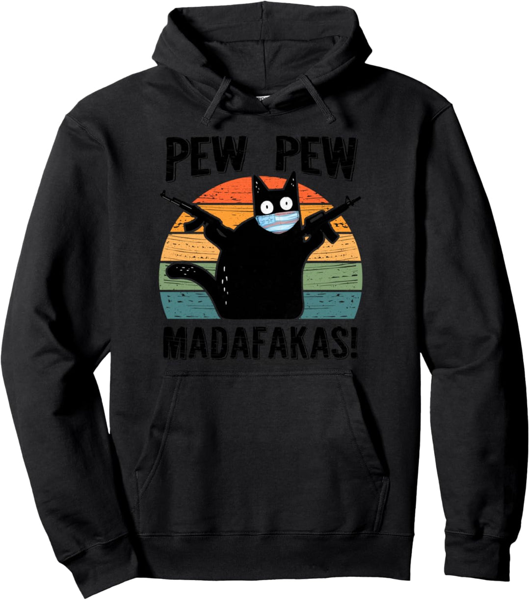 Pew Madafakas Shirt Pew Guns Funny Black Cat Pullover Hoodie