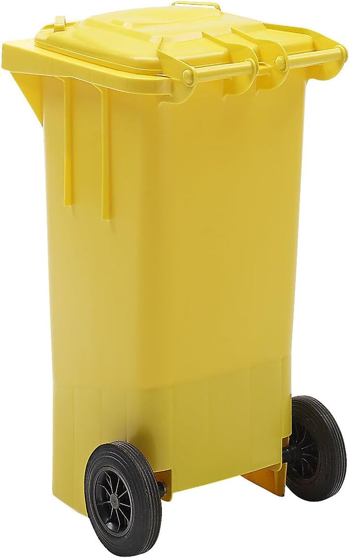 eurokraft | Mülltonne aus Kunststoff DIN EN 840 | Volumen 240 l | BxHxT 580 x 1100 x 740 mm | gelb