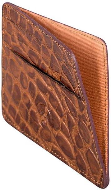 Maxwell Scott Herren Krokodil Optik Leder Kartenetui Marco in Dunkelbraun Croco, Dunkelbraun