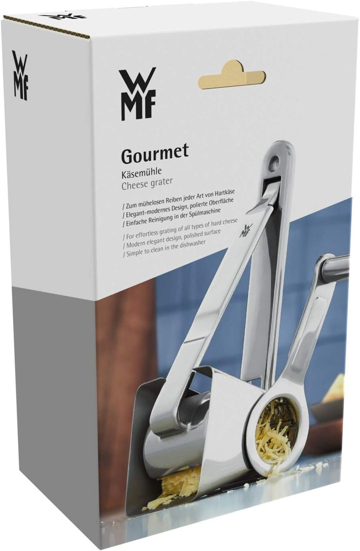 WMF Gourmet Parmesanreibe Kurbel 18 cm, Parmesanmühle, Käsereibe mit Kurbel, Edelstahl, spülmaschine