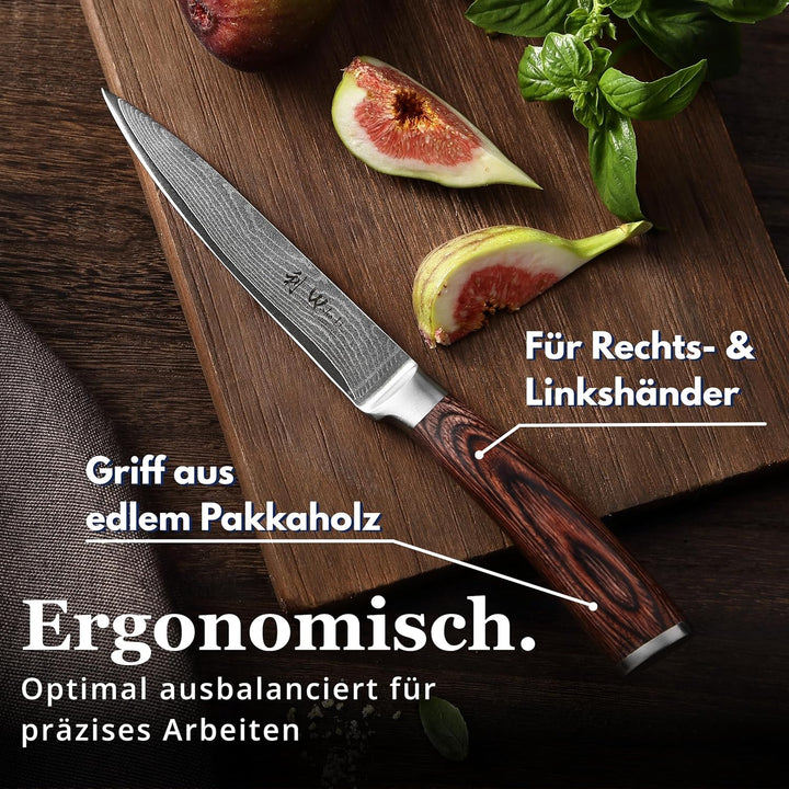 Wakoli EDIB Damastmesser Allzweckmesser 12,50cm Klinge extrem scharf aus 67 Lagen I Damast Küchenmes