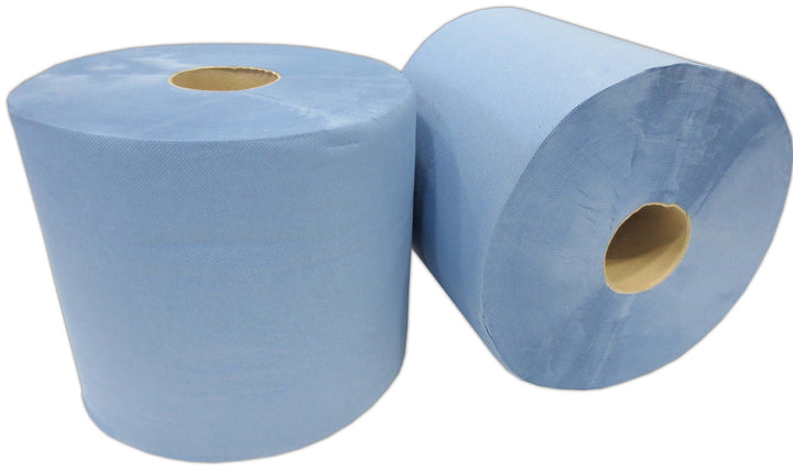 2x Putzrolle blau 2-lagig gesamt ca. 1000 Blatt ca. 22x38 cm perforiert saugstark Reinigungstücher P