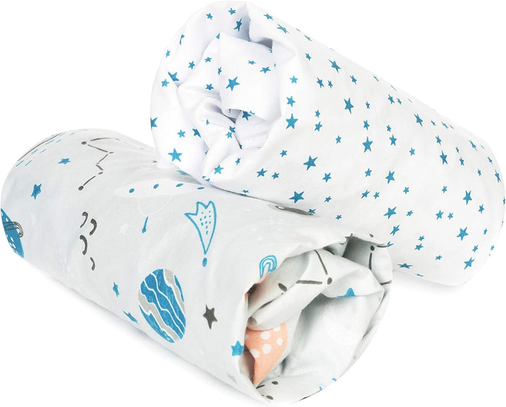 FlyIdeas Spannbettlaken für Beistellbett 90x55 cm, 2 STK - 2 Spannbettlaken für alle Babybettchen Ma