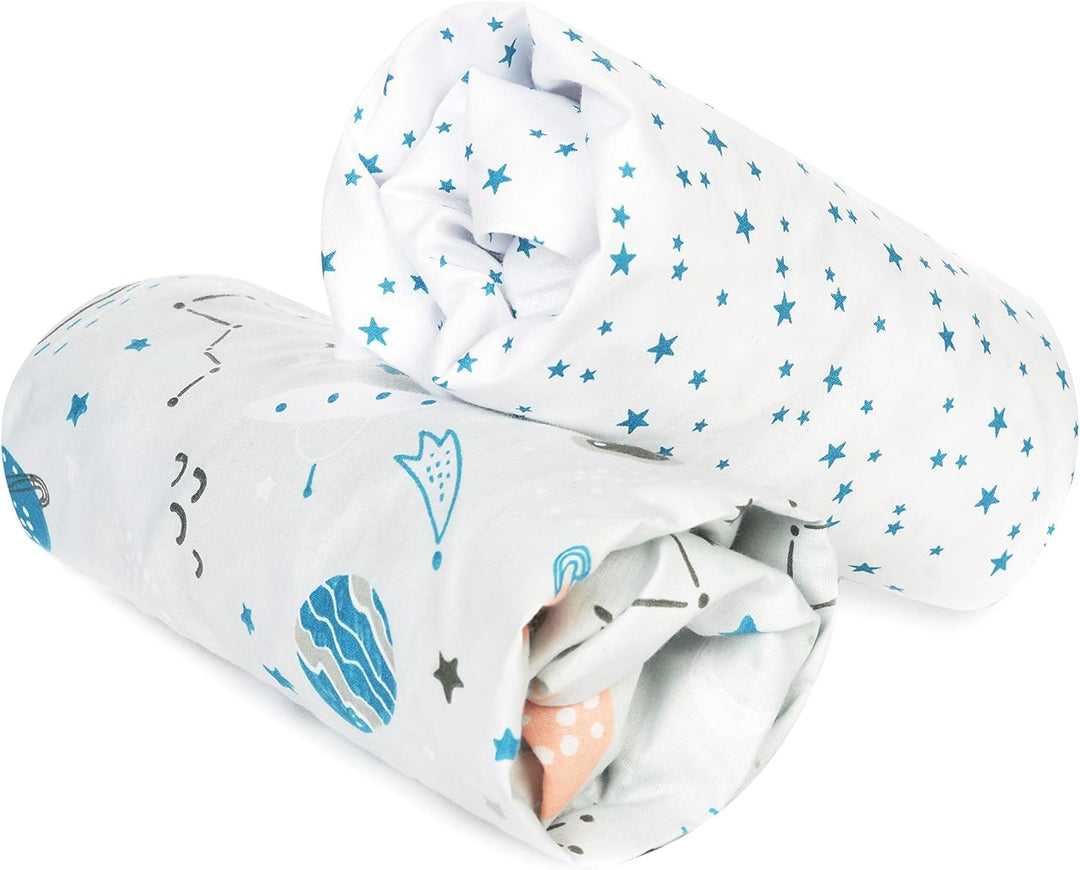 FlyIdeas Spannbettlaken für Kinderwagen Stubenwagen Moseskörbe 75x35 cm, 2 STK. - 2 Spannbettlaken P