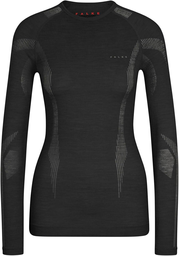 FALKE Damen Wool-Tech Round Neck Funktionsshirt Langarm atmungsaktiv klimaregulierend geruchshemmend