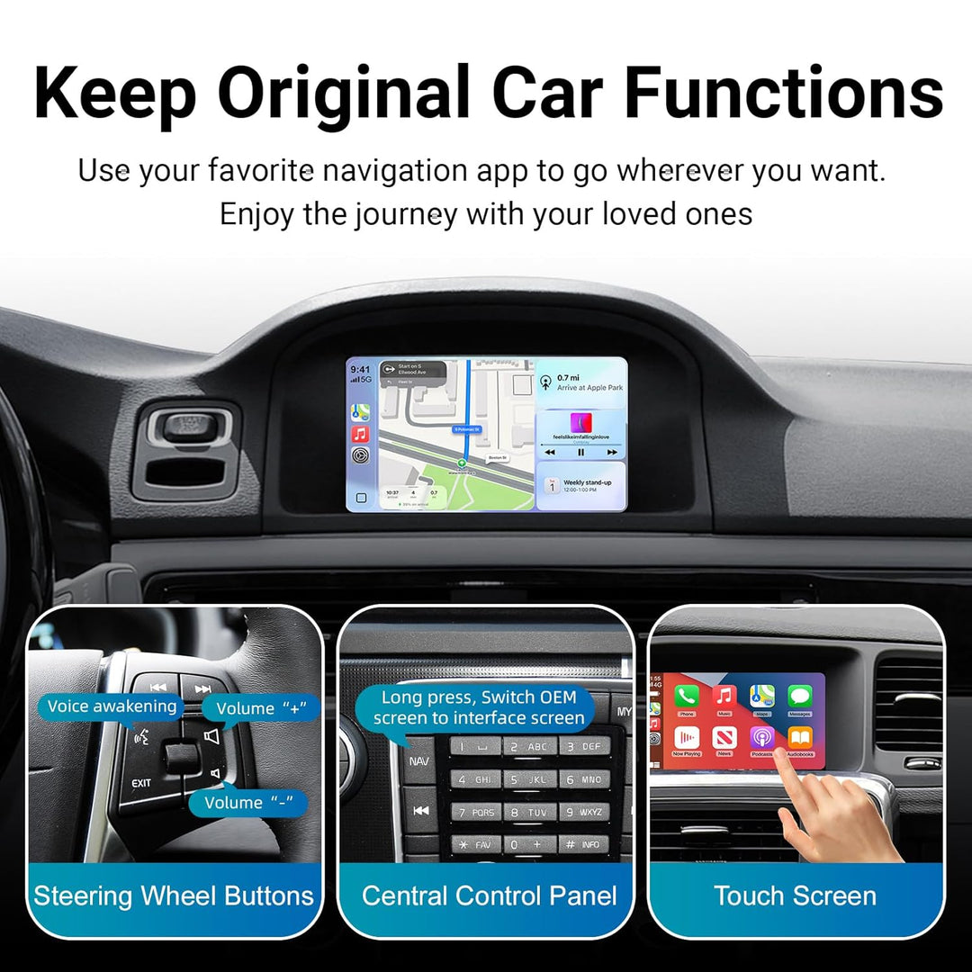 EZoneTronics Wireless CarPlay & Android Auto Retrofit Kit Decoder Box für Volvo V40 V60 S60 XC60 V70