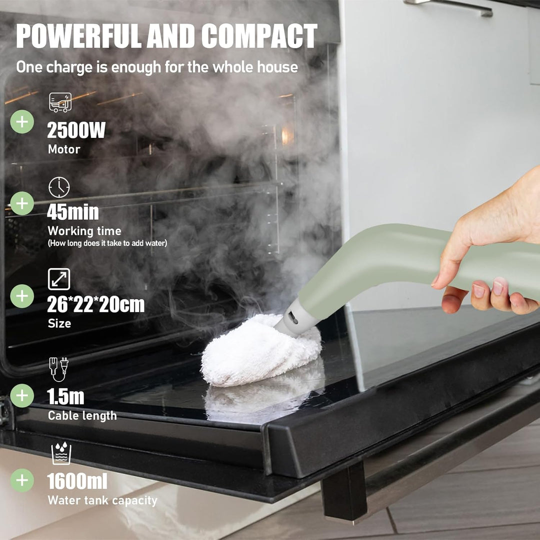 Dampfreiniger, 2500W Leistungsstarker Dampfreiniger Handgerät mit 6 Bürstenköpfen, Mehrzweck Steam C