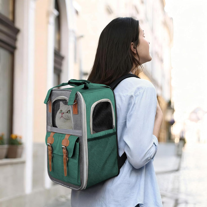 Haustier Rucksack für Katzen & Kleine Hunde,Atmungsaktiver Tragbare Katzenrucksack mit Sichtfenster,