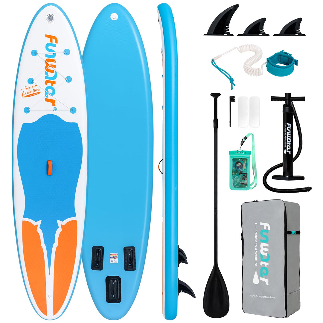 FunWater Aufblasbares Stand Up Paddle Board Surfbrett SUP Komplettes Paddleboard Zubehör Verstellbar