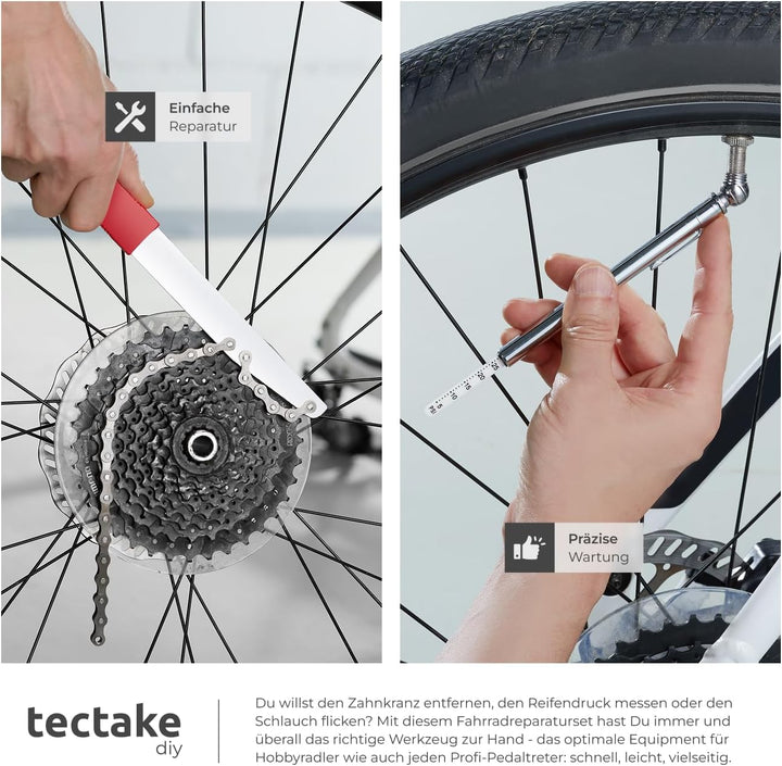 tectake 403284 50tlg Fahrrad Werkzeugkoffer für Wartungs- und Optimierungsarbeiten, Werkzeug Set für