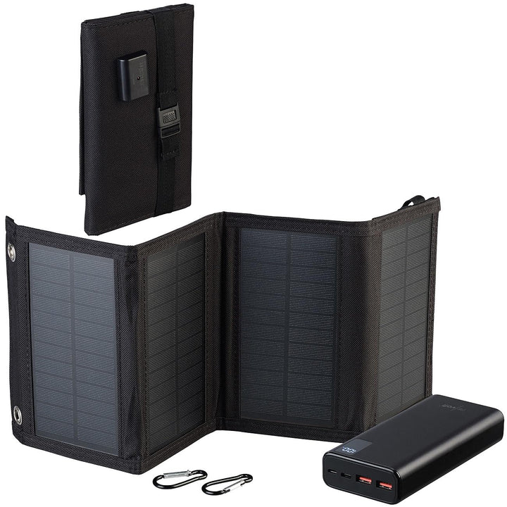 revolt Powerbank Schnell: USB-Powerbank mit 10-Watt-Falt-Solarpanel, 20.000 mAh, USB-C PD, 20 W (Lad