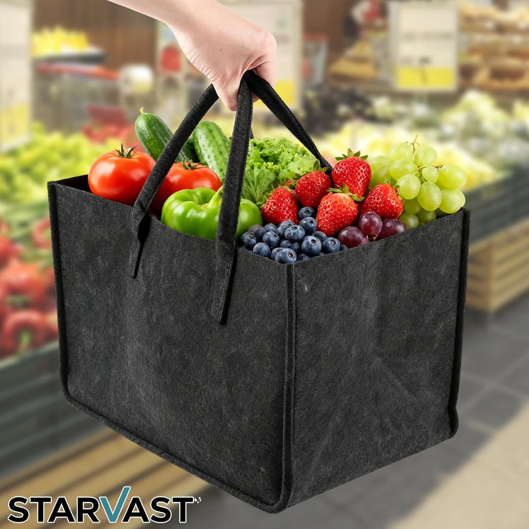 STARVAST 6 Stück Filztasche Shopper Holzkorb für Kaminholz mit Griff, robuste Einkaufstasche aus Fil