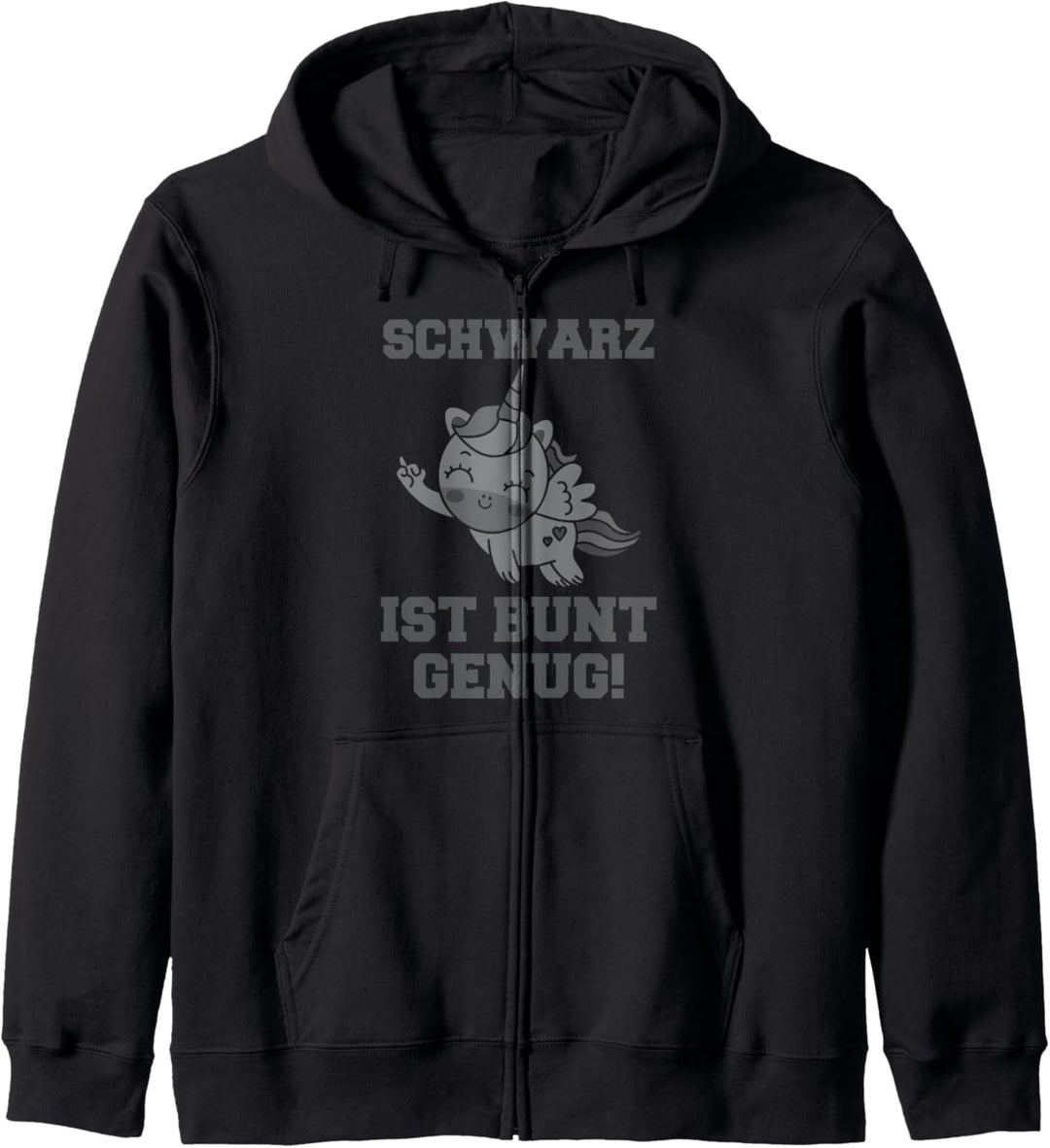 Schwarz Ist Bunt Genug Einhorn Statement Spruch Kapuzenjacke