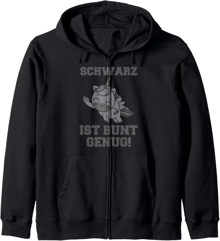 Schwarz Ist Bunt Genug Einhorn Statement Spruch Kapuzenjacke