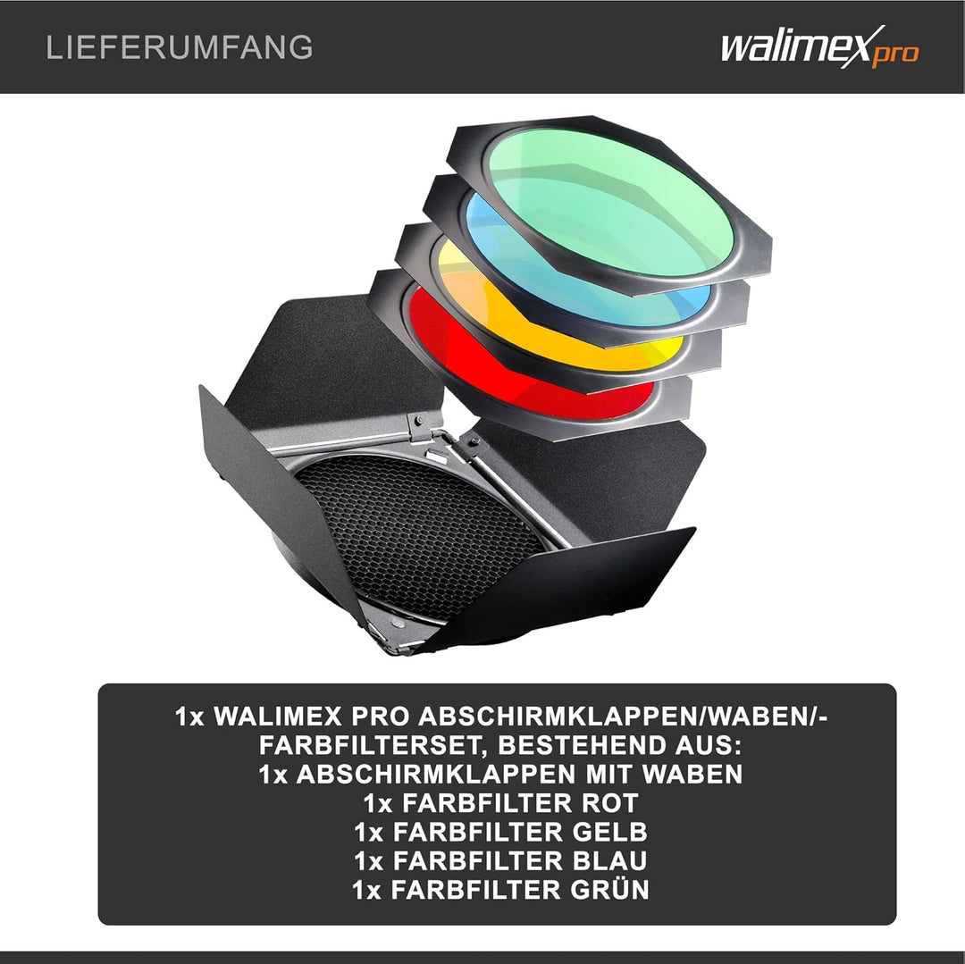 Walimex Pro Abschirmklappen/Waben/Farbfilterset