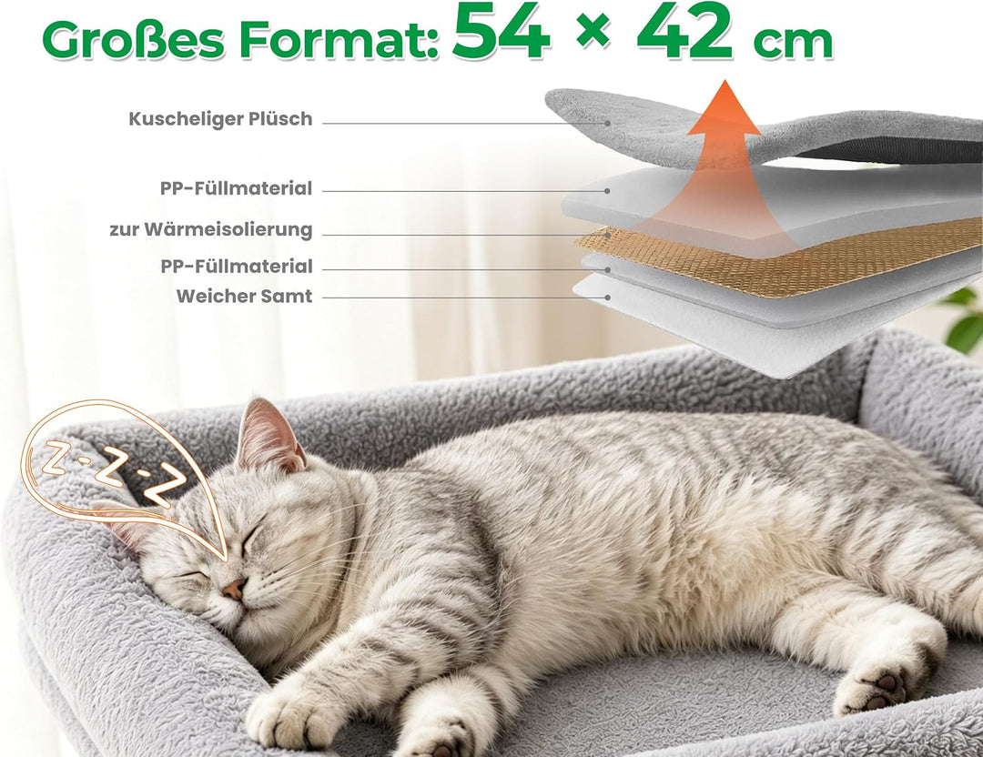 Kratzbaum klein für grosse Katzen XXL - 60cm hoch, Katzenbaum mit extra grosser Plattform (40x50cm)
