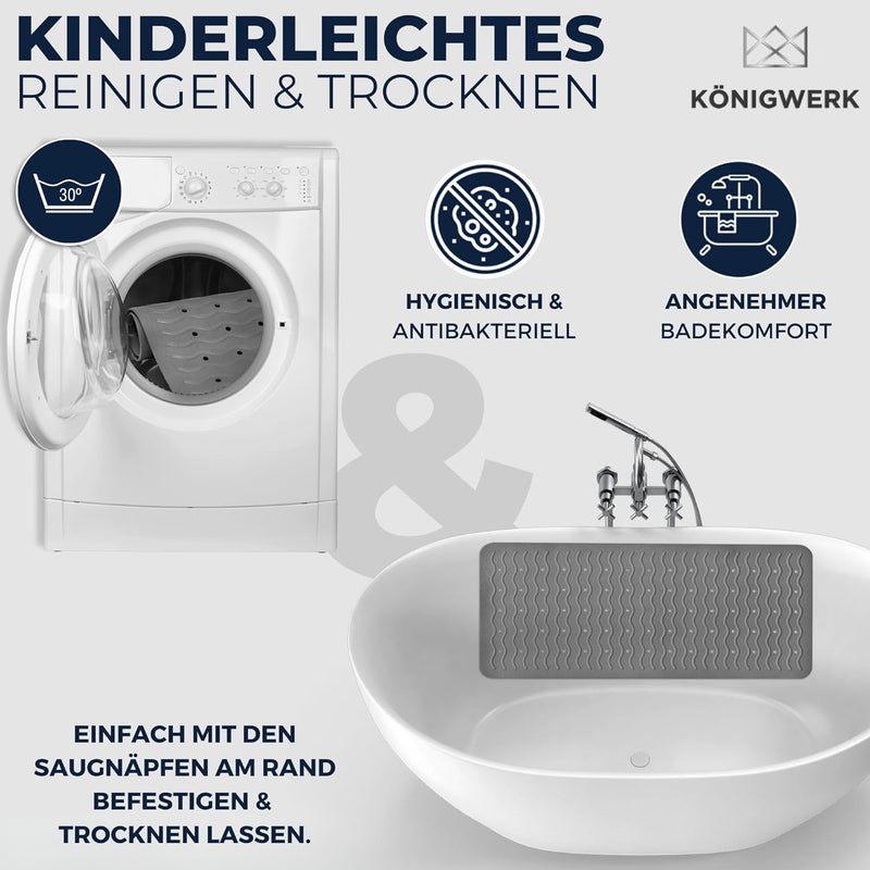 Königwerk Badewannenmatte rutschfest - 100% BPA frei [80x38cm] | Ohne PVC | Für puren Badespass | Ba