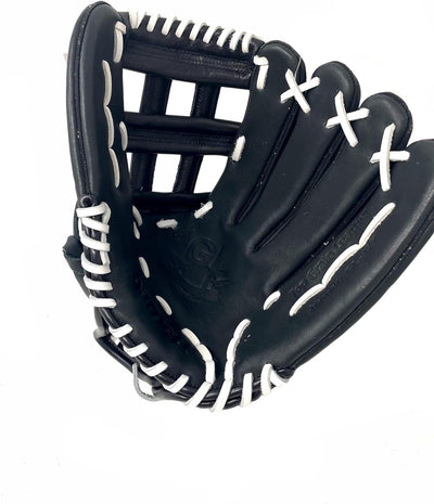 BARNETT GL-127 Baseball Handschuh, Echtleder, Wettkampf, Outfield & Softball 12,7", schwarz Linke Ha