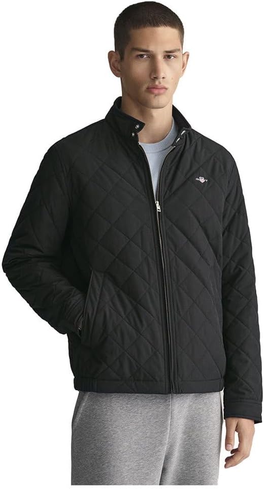 GANT Herren Quilted Windcheater Jacke M Schwarz, M Schwarz