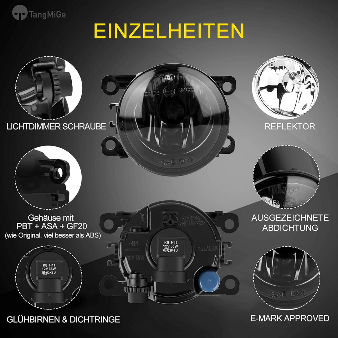TangMiGe Nebelscheinwerfer Kompatibel mit CITROËN DACIA Duster FIAT Sedici FORD JAGUAR NE01-51-680A