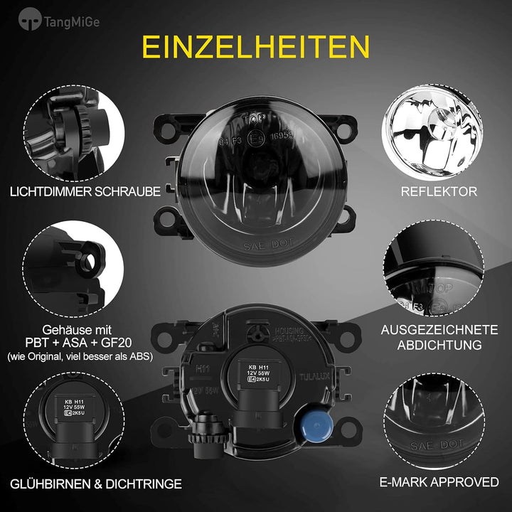 TangMiGe Nebelscheinwerfer Kompatibel mit CITROËN DACIA Duster FIAT Sedici FORD JAGUAR NE01-51-680A