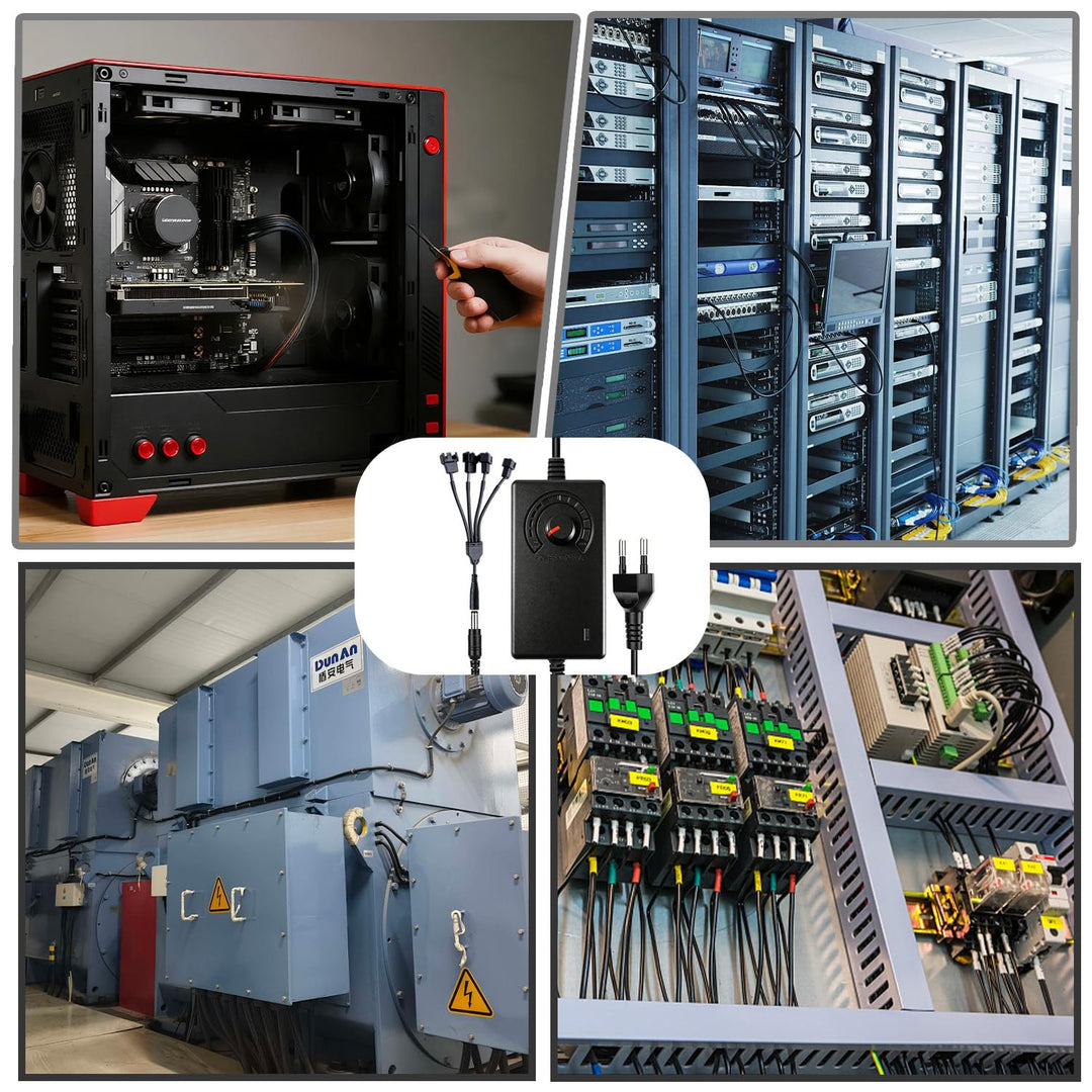4 Pin Pwm Lüftersteuerung + 12V Netzteil, Pwm Regler Fan Speed Control Module, 100–240 V AC zu 3–12