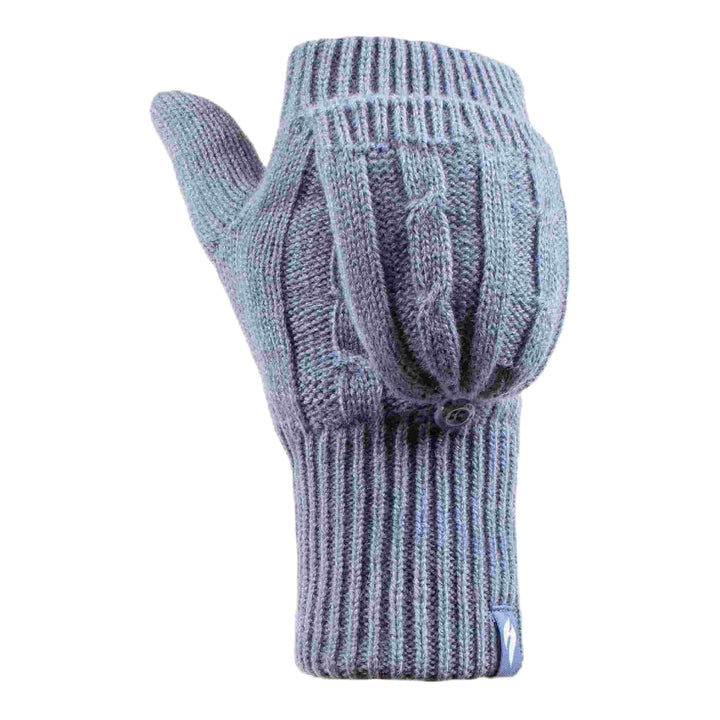 HEAT HOLDERS Fingerlose Damen-Thermo-Konverter-Handschuhe mit Zopfmuster, 2,3 Tog Dusky Blau, Dusky