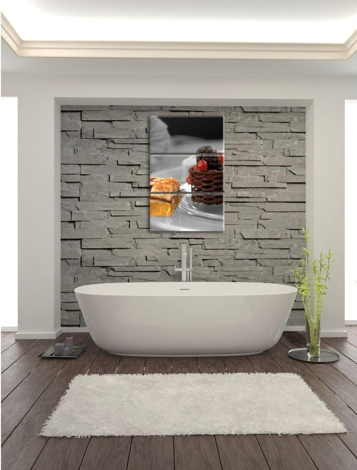 Pixxprint leckeres süsses Desserts als Leinwandbild/Grösse: 3 Teilig (120x80) cm/Wandbild/Kunstdruck