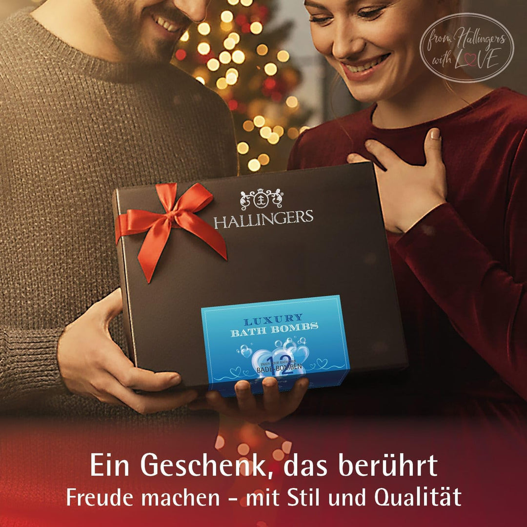 Hallingers® 12er Badebomben-Geschenk-Set mit zwölf Bathbombs (540g) - Luxury Bath Bombs - Blue (Set)