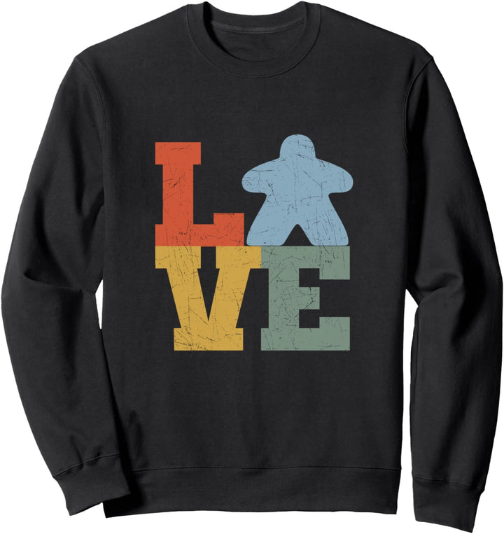 Vintage Brettspiel Meeple Love Board Games Tabletop Spiele Sweatshirt
