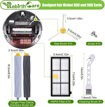 Rebirthcare 23 Stück Ersatzteile Roomba Bürsten kit Roomba Zubehör Ersatzteile für iRobot Roomba Ser