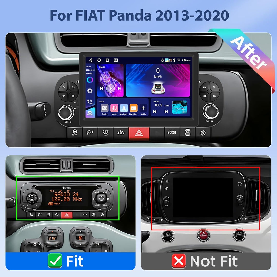 Hikity [4+64GB] Android 15 Autoradio für FIAT Panda 2013-2020 Radio CarPlay Android Auto Wireless Bi