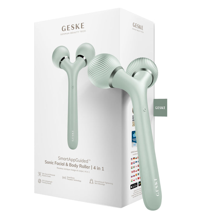 GESKE | SmartAppGuided™ Sonic Facial &amp; Body Roller | 4 in 1 | Dermaroller | Gerät für Gesicht und Kö