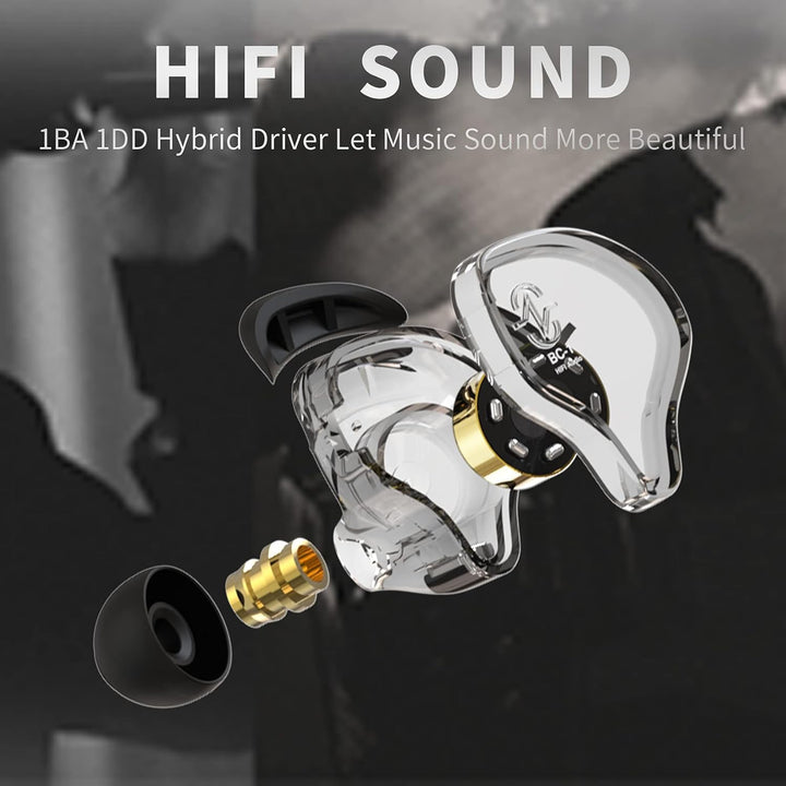 Yinyoo CCZ Melody KopfhörerYinyoo Hybrid 1ba 1DD HiFi in Ohrmonitoren, Deep Bass Leichtes In-Ear-Kop