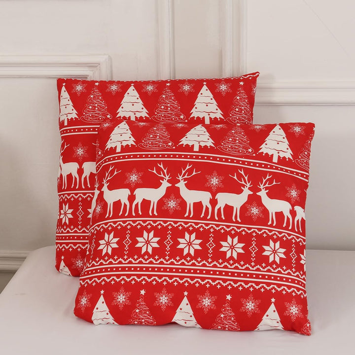 DXHOME Weihnachten Bettwäsche Set 135x200cm Rot Wintermotiv Schneeflocken Weiche Mikrofaser Teenager