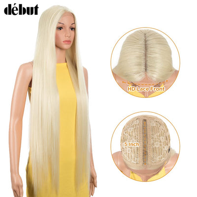 DÉBUT Lace Front Perücke Super lange Glatte Perücke für Damen 95 cm 260g Kunsthaar Hitzebeständige F