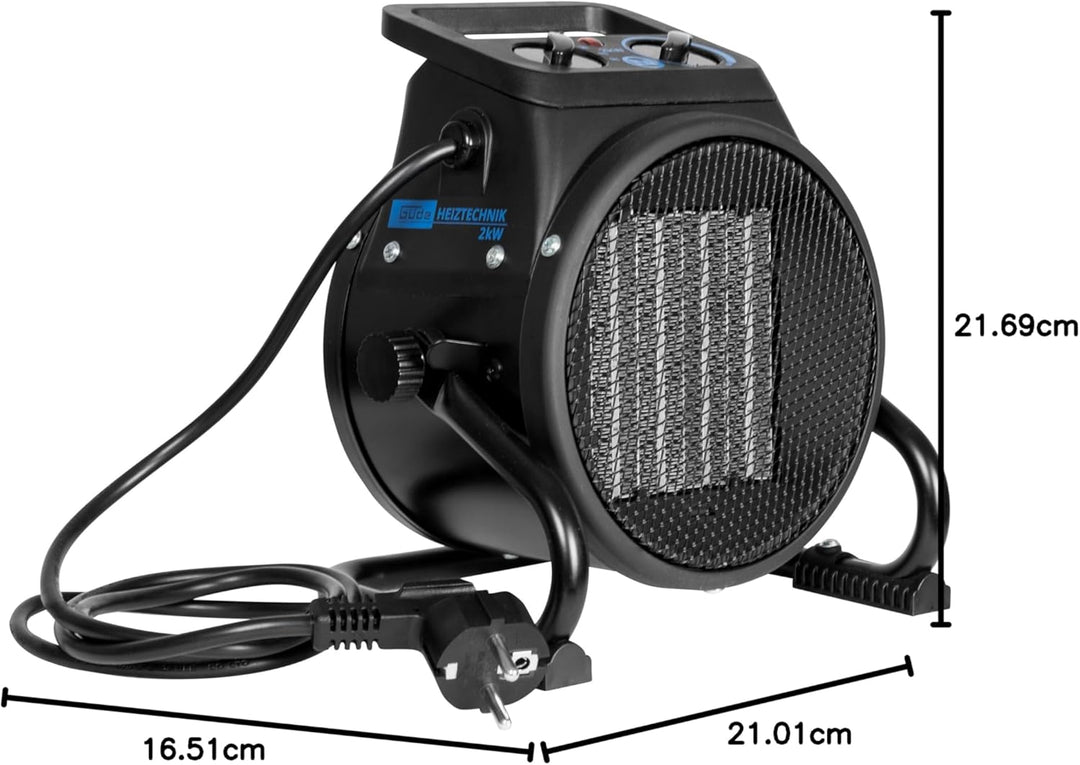 Güde Elektroheizer GEH 2000 P (2000 W, TÜV/GS, Heizstufen 1000/2000 W, Ventilatorfunktion, Gebläsele