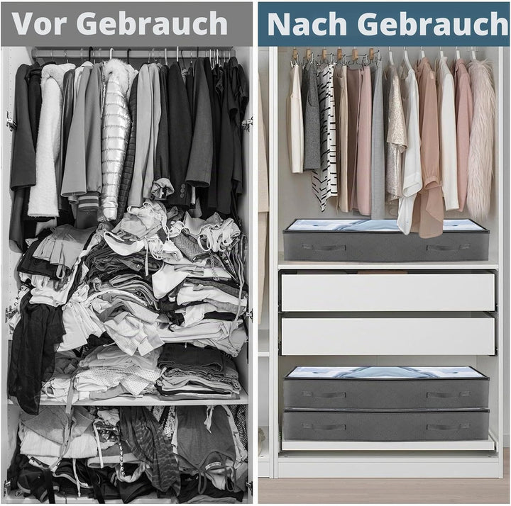 Withosent 5 Stück Unterbettkommode 65L, Unterbett Aufbewahrungsbox Vliesstoff Faltbare Aufbewahrungs