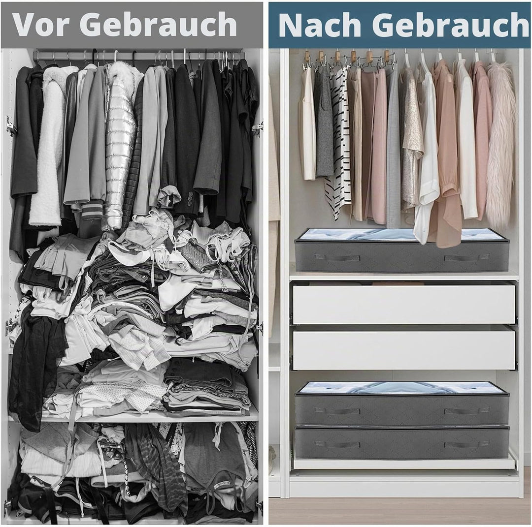 Withosent 5 Stück Unterbettkommode 90L, Unterbett Aufbewahrungsbox Vliesstoff Faltbare Aufbewahrungs